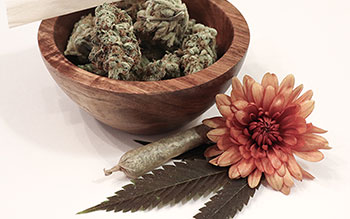 cannabis in a bowl with flower